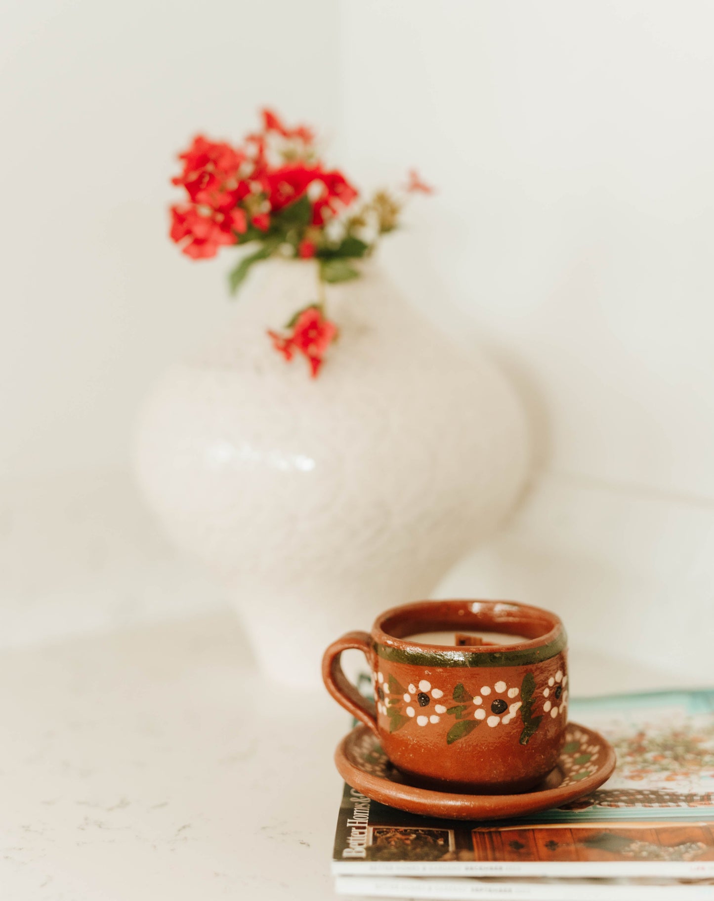 Candle Mexican Artisan Set Mug, 100% soy artisan candle, Artisanal candles, Mother's Day gifts, soy candles, Taza and plato set Candle