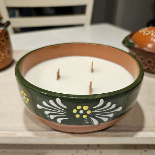 Mexican Bean Bowl Candle/Gingerbread Scent/Soy candle/Mexican Pottery/Mexican Artisanal/Mexican candles/Cafe De Olla/handmade gift for women